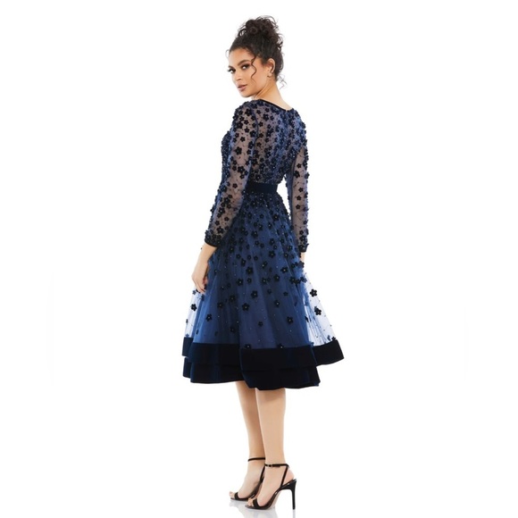 Mac Duggal Navy Blue Embellished Dress - Picture 2 of 7